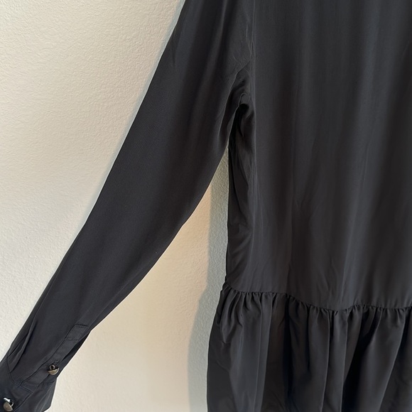 Tibi 100% Silk High Low Hem Peplum Minimalist Black Top - Picture 8 of 10